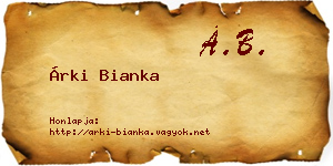 Árki Bianka névjegykártya