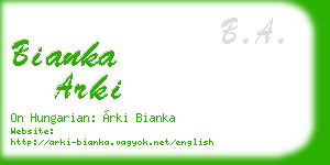 bianka arki business card
