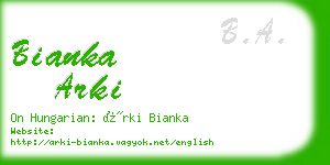 bianka arki business card